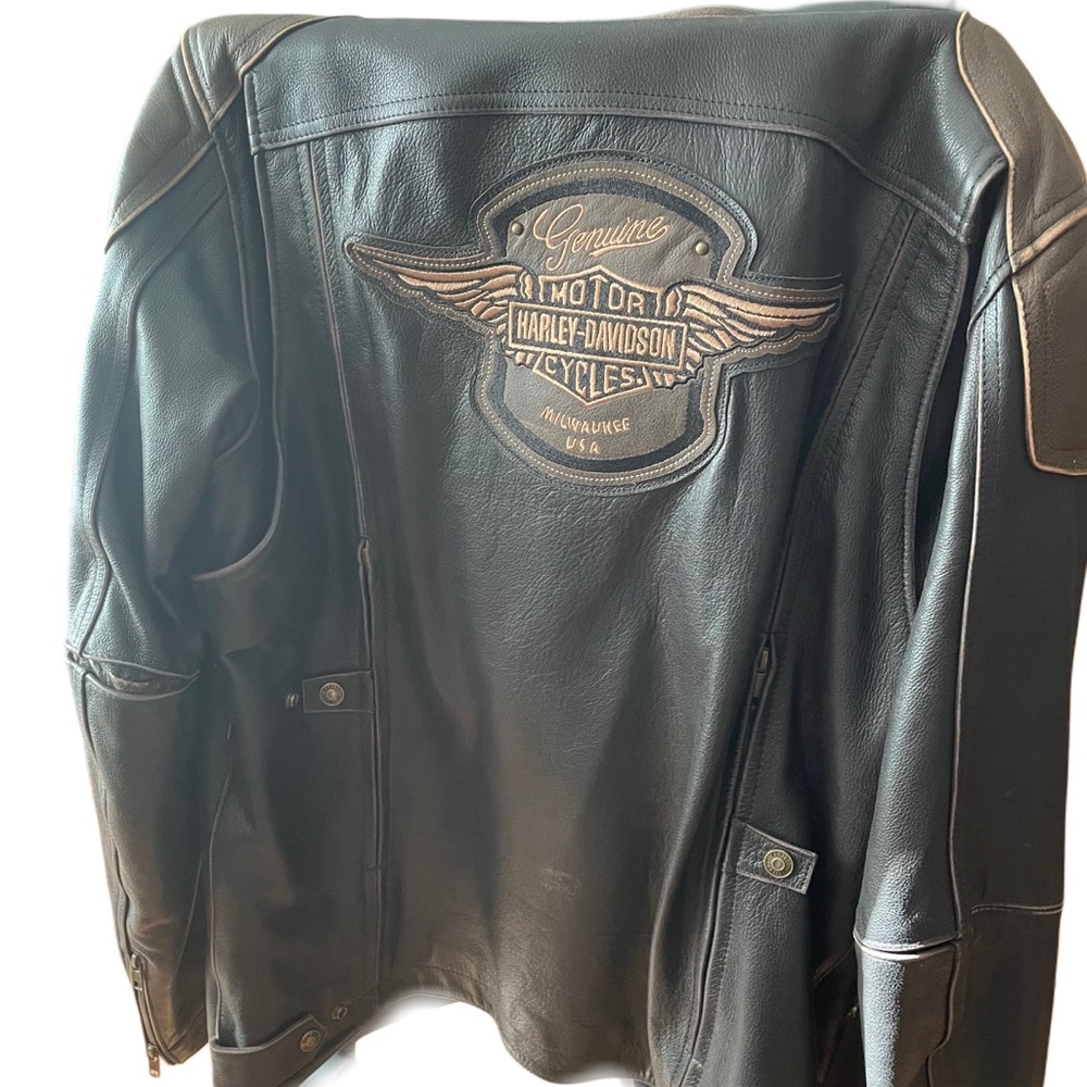 Harley Davidson Men Trostel Triple Vent Leather H-D Motorcycle Jacket